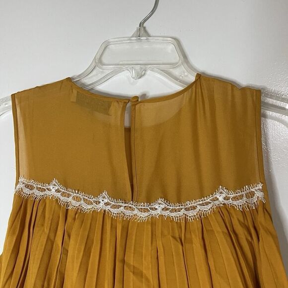 Rachel Zoe golden yellow tiered pleated mini sundress size US small - Picture 5 of 5